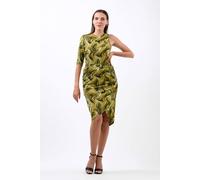 Enorsia Women's Abstract Wavy Jersey Wrap Skirts in Green | Size: 12