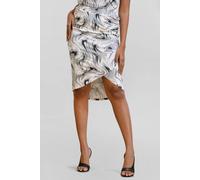 Enorsia Women's Abstract Wavy Jersey Wrap Skirts in White | Size: 14