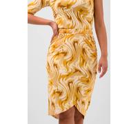 Enorsia Women's Abstract Wavy Jersey Wrap Skirts in Yellow | Size: 18