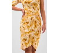 Enorsia Women's Abstract Wavy Jersey Wrap Skirts in Yellow | Size: 8 Enorsia Yellow 8