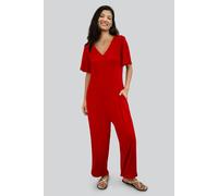 Enorsia Women's Ankle Length Wide Leg Jumpsuit in Red | Size: 10