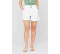 Enorsia Women's Belted Tailored Shorts in White | Size: 16