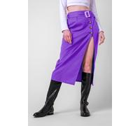 Enorsia Women's Belted Twill Midi Skirt in Purple | Size: 18