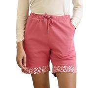 Enorsia Womens Bermuda Shorts Cotton Loose Fit Summer Shorts with Elastic Waist, Drawstring, Back Pocket, Side Slit & Leaf Print Hem for Casual Beachwear (UK, Numeric, 10, Regular, Regular, Red)