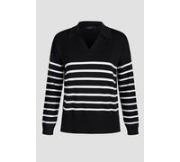 Enorsia Women's Black Open Collar Knitted Jumper | Size: Large