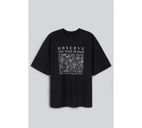 Enorsia Women's Black Oversized Graphic T-Shirt Black