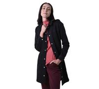 Enorsia Womens Black Slim Longline Bodycon Denim Jacket - Elegant Mid-Length with Snap Button Fastening (Black, 12)