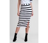 Enorsia Women's Black & White Striped Jersey Midi Skirt | Size: 12