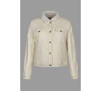 Enorsia Women's Borg Lined Ecru White Denim Jacket Ecru