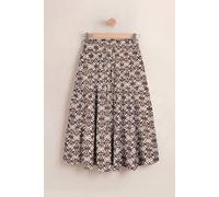 Enorsia Women's Brown Circular Midi Length Prairie Printed Skirt | Size: 16