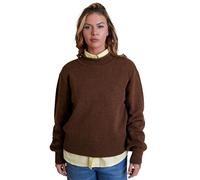 Enorsia Women's Brown Wool-Blend Crew Neck Jumper, Soft Knit Sweater with Ribbed Trims, Regular Fit Winter Jumper for Women Cozy & Comfortable Sweater for Cold Days (L, Dark Brown)