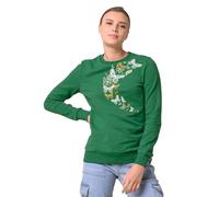 Enorsia Womens Butterfly Print Sweatshirt Crew Neck Long Sleeve Jumper Glitter Design Ribbed Detail Cotton Blend Comfortable Fit Ladies Sweatshirt Everyday Casual Chic Layering Top - Green, 10 UK Size