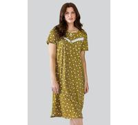 Enorsia Women's Butterfly Printed S/S Nightwear With Lacetrims in Mustard | Size: 12