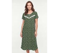 Enorsia Women's Butterfly Printed Short Sleeves Nightdress in Green | Size: 14