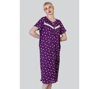 Enorsia Women's Butterfly Printed Short Sleeves Nightdress in Purple | Size: 18