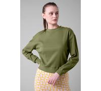Enorsia Women's Button Shoulder Crewneck Sweatshirt in Green | Size: 16