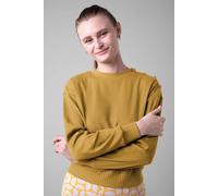 Enorsia Women's Button Shoulder Crewneck Sweatshirt in Yellow | Size: 18