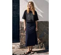 Enorsia Women's Classic Seam Detail Jersey Skirt in Navy | Size: 18