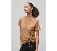 Enorsia Women's Combed Cotton Ruched Front Short Sleeve T-shirt in Brown | Size: 14 Enorsia Brown 14