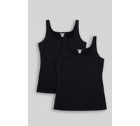 Enorsia Women's Combed Cotton Square Neck Vest 2 Pcs Pack in Black | Size: 14 Enorsia Black 14