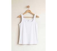 Enorsia Women's Combed Cotton Square Neck Vest 2 Pcs Pack in White | Size: 14
