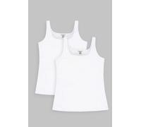 Enorsia Women's Combed Cotton Square Neck Vest 2 Pcs Pack in White | Size: 14 Enorsia White 14