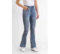 Enorsia Women's Comfort Stretch Flare Jeans in Mid Blue | Size: 16