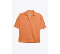 Enorsia Women's Cotton Rich Broderie V-Neck Polo Shirt in Orange | Size: 18