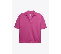 Enorsia Women's Cotton Rich Broderie V-Neck Polo Shirt in Purple | Size: 10
