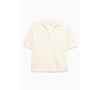 Enorsia Women's Cotton Rich Broderie V-Neck Polo Shirt in White | Size: 12