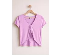 Enorsia Women's Cotton Rich Lettuce Edge T-Shirt | in Pink | Size: 14