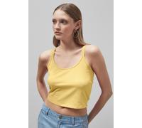 Enorsia Women's Cotton Stretch Cross Back Crop Cami Tops in Yellow | Size: 12 Enorsia Yellow 12
