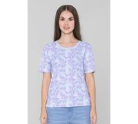 Enorsia Women's Crayon Leaf Combed Cotton Relax Fit T-shirt in Blue | Size: 12 Enorsia Blue 12