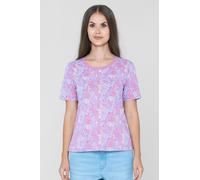 Enorsia Women's Crayon Leaf Combed Cotton relax Fit T-shirt in Pink | Size: 16 Enorsia Pink 16