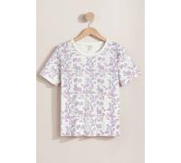 Enorsia Women's Crayon Leaf Combed Cotton Relax Fit T-shirt in White | Size: 8