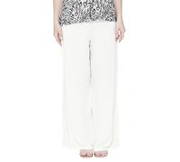 Enorsia Womens Crepe Viscose Wide Leg Trousers Soft Lightweight Fabric Clean-Finish Design Elastic Waistband for Comfort Loose Fit Palazzo Pants (12, White)