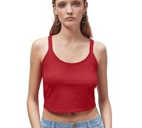 Enorsia Womens Cross Back Crop Cami Lightweight Breathable Soft Scoop Neck Tank Top, Delicate Strappy Back, Casual Summer Top (UK, Numeric, 10, Regular, Regular, Red)