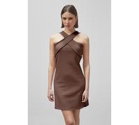 Enorsia Women's Cross Front Halter Neck dress in Brown | Size: 14 Enorsia Brown 14