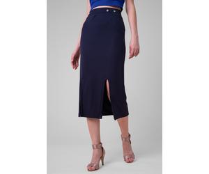 Enorsia Women's Crown Split Front Jersey Skirt in Navy | Size: 16 Enorsia Navy 16