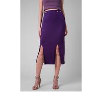 Enorsia Women's Crown Split Front Jersey Skirt in Purple | Size: 12 Enorsia Purple 12
