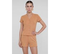 Enorsia Women's Deep V-Neck Lounge Set in Tan | Size: 12