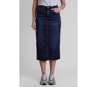 Enorsia Women's Denim High Waist Midi Skirt in Navy | Size: 8