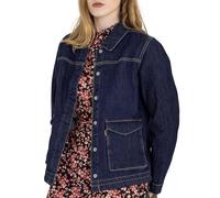 Enorsia Womens Denim Trucker Jacket with Borg Lining - Cozy Sherpa Lined Loose Fit, Adjustable Waist Belt, Snap Button Closure & Flap Pockets (Blue,16)