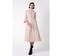 Enorsia Women's Ditsy Floral Flounce Sleeves Jersey Midi Dress in Cream | Size: 14 Enorsia Cream 14