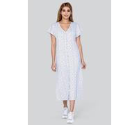 Enorsia Women's Ditsy Floral Printed Ribbed Nightdress in Grey | Size: 18