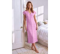 Enorsia Women's Ditsy Floral Printed Ribbed Nightdress | in Pink | Size: 16
