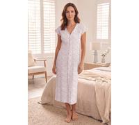 Enorsia Women's Ditsy Floral Printed Ribbed Nightdress | In White White
