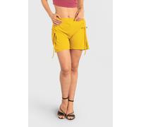 Enorsia Women's Drawcord Details Cotton Jersey Shorts | in Yellow | Size: 10