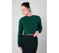 Enorsia Women's Drop Shoulder Half Zip Crop Top in Green | Size: 10 Enorsia Green 10
