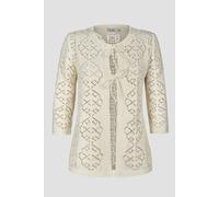 Enorsia Women's Ecru Crochet Front Tie Knit Cardigan in Off-White | Size: Medium Enorsia Off-White M